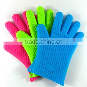 Wholesale Kitchen Cooking Work Gloves With Fingers, Heat Resistant BBQ Silicone Oven Gloves, Non-slip Oven Gloves thumbnail-1