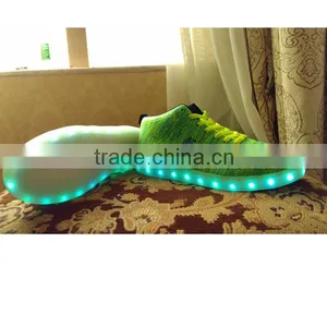 Fashionable Flyknit Pink Led Light Running Shoes Light and Soft for Men and Women Kids Runners thumbnail-4