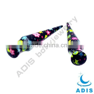 Hot Selling Priting Colorful Logo Acrylic Taper Ear Expander thumbnail-1