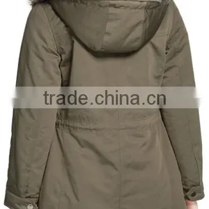 100% Polyester Slim Fit Hooded Womens Padded Jacket With Faux Fur thumbnail-3