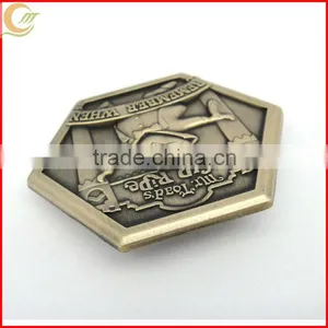 Zinc Alloy Antique Bronze Plating 3D Custom Name Badge With Pins thumbnail-1