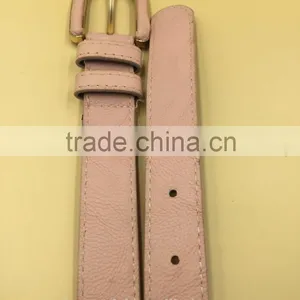 Covered Button Buckle Belt With Stitching thumbnail-2