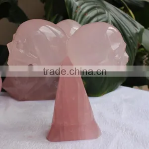 Natural Rose Crystal Skull Pink Quartz Crystal Skulls for Sale thumbnail-3