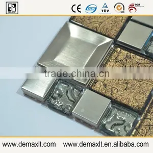 Hot Selling Durable Mixed Color Crystal Glass Mix Marble Mosaic thumbnail-3