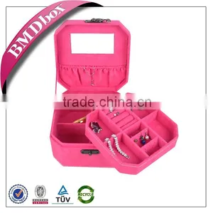Octagonal Shape Exquisite Flocking Cheap Jewellry Box thumbnail-1