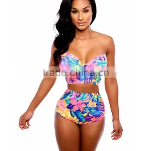 Hot New Print Sexy Summer Tankinis Set Bow Elastic Bathing Set Women Tankinis Set Push Up Swimwear thumbnail-2