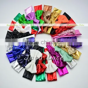 Beautiful Fancy Baby Knit Headbands With Bows - Glitter Sequin Bow With Shiny Elastic Hairbands thumbnail-2