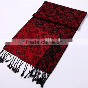 100% Viscose Jaquard Cotton and Viscose Scarves Scarf D800-41 thumbnail-1