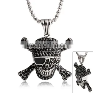 Fashion Stainless Steel Skull Pendant With Angle Wing thumbnail-3