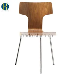 HY3012 Reasonable Pricy Walnut Wood Swan Restaurant Chair With Tube Frame thumbnail-1
