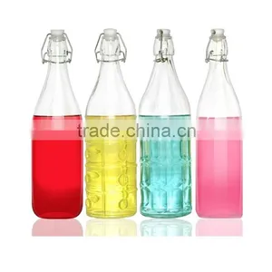 1000ml Unqiue Design Glass Liquid Bottle With Rubber Ring Lid thumbnail-3