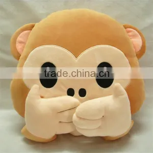 Kids Soft Plush Emoji Monkey Pillow thumbnail-1