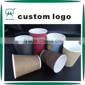 Custom Logo Hot Drinking 12 oz Coffee Ripple Wall Paper Cup thumbnail-2