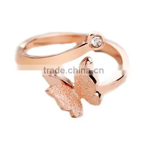 Neoglory Jewelry Fashion Rose Gold Butterfly 316L Stainless Steel Ring for Women thumbnail-5