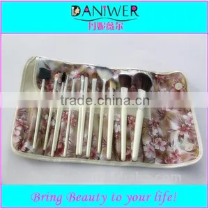 Soft Synthetic Makeup Brush With Flower PU Pouch 12pieces thumbnail-1