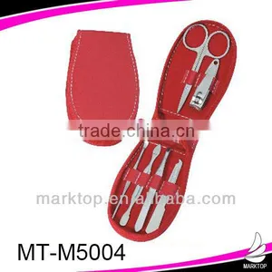 Round Shape Purse Case 6pcs Red Manicure Set thumbnail-1