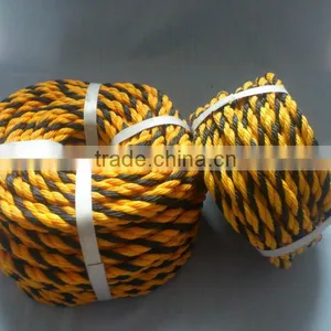 3-strand Twisted Yellow and Black Color Virgin pe Mark Tiger Rope,pe Marking Rope thumbnail-1