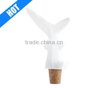 Shark Shaped Glazed White Ceramic Cork Bottle Stopper thumbnail-1