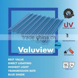 Extruded Color Corrugated Plastic Polycarbonate Roofing Sheet (Valuview Blue ROMA) thumbnail-1