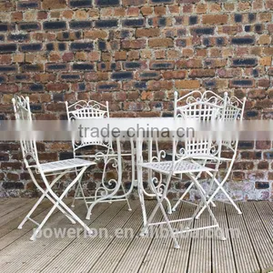 Ornate Wrought Iron 4 Folding Chair 90cm Circular Patio Set thumbnail-3