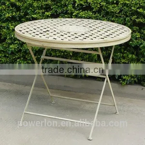 Vintage Cream Color Brush Burgandy Wrought Iron Bistro Set thumbnail-5