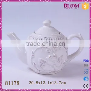Cheap Chinese Custom White Ceramic Tea Pot thumbnail-1