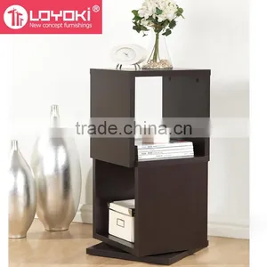 Home Furniture Wood Cube Organizer 2-Level Rotating Modern Bookshelf New Design Wood Bookcase thumbnail-1