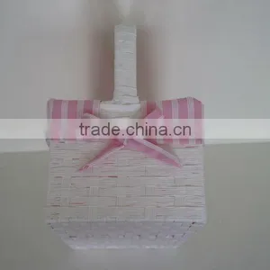 Wicker Storage Basket With Pink Liners thumbnail-1