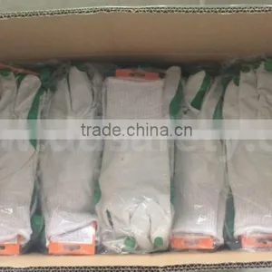 Latex Gloves Bleach Cotton Polyester Liner Green Rubber Coated On Palm thumbnail-2