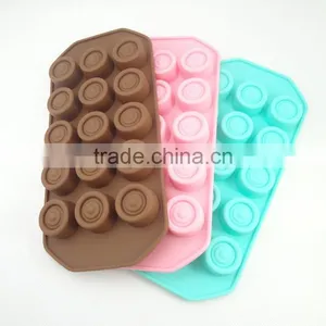 Cute 15 Cup Round Chocolate Shape Silicone Ice and Cake Use Cube Tray thumbnail-3