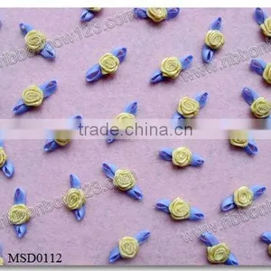Satin Ribbon Small Artificial Flowers With Leaf thumbnail-1