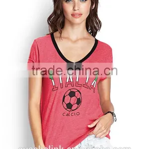 Personalized Wholesale Women V Neck Football t Shirt OEM Service thumbnail-1
