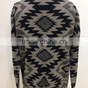 Women Open Chest Knitted Patterns Aztec Cardigan Sweater thumbnail-2