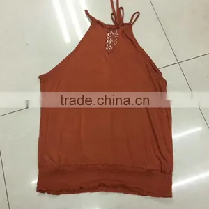 Women Lace Orange Tank Top Stock Clothing thumbnail-5