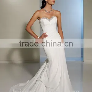 White Beaded Chiffon A-line Ukraine Wedding Dress thumbnail-1