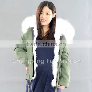 CX-G-P-01 High Quality Winter Durable Windproof Genuine Fox Fur Parka for Ladies thumbnail-1