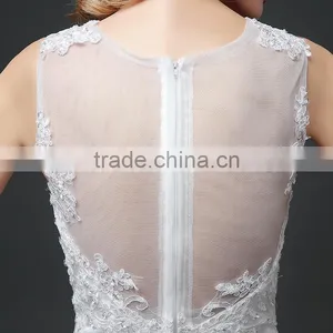 MGOO Hot Sale Customised Mermaid White Lace Wedding Dress Sleeveless Sexy Bridal Dress Underwear 100 Usd Dress thumbnail-5