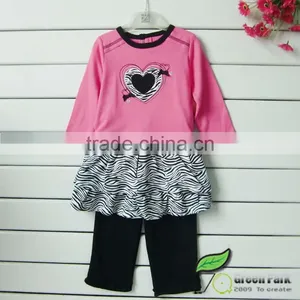 Girls Pink Cute Zebra Dress With Leggig Suits Baby Outfits Children's Clothes Sets thumbnail-1