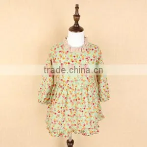 2015 Korean Style Floral Dress Fabric Retro Girls Baby Fall Kid Clothes thumbnail-3