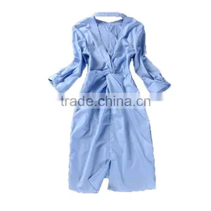 New Runway Fashion Women's Novelty Back V Open Asymmetrical Designer Shirt Dress Turn-down Collar OL Work Wear Camisa Feminina thumbnail-3