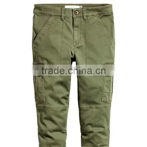 Womens Washed Khaki Green Cargo Pants Work Pants for Ladies thumbnail-2