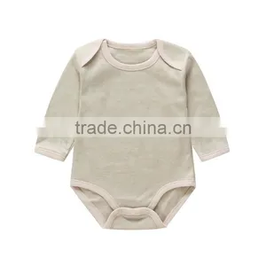 Hot Sale Long Sleeve Blank Organic Cotton Baby Bodysuit thumbnail-2