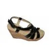 10.5cm Heels PU Material Black Ladies Wedge Sandals Support OEM thumbnail-1