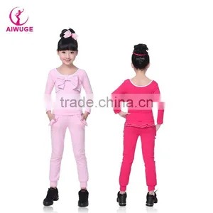 New Spring Autumn Girls Bowknot Long Sleeve Sweatshirt Hoodies & Pants Trendy Tracksuits Children Gymnastics/Sport Suits thumbnail-1
