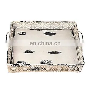 Brown Fruit Bowl Jewelry Mirror Trays Habby Chic Wood Serving Tray thumbnail-1