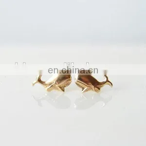 Teeny Tiny Gold Whale Earrings Smiling Whale Stud Earrings thumbnail-1
