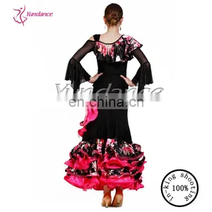 AB035 Flamenco Dance Skirt Red Ruffle Dress Women thumbnail-4