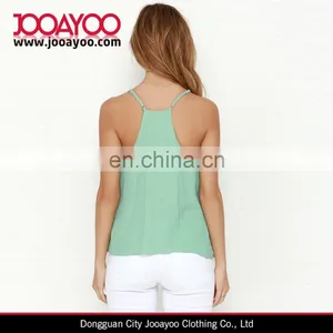 Elegant Ladies Pretty Adjustable Strap Draping Neckline Mint Green Tank Top thumbnail-2