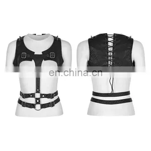 Punk Rave Gothic Black Chest Harness-top S-221 thumbnail-5