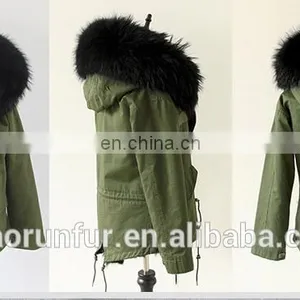 Classic Fashion Long Fur Lined Parka With Raccoon Fur Hood thumbnail-3